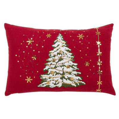 Saro Lifestyle Enchanted Evergreens Christmas Trees Down Filled Throw Pillow,  20, Off-white : Target