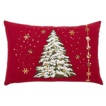 Saro Lifestyle LED Lights Christmas Tree Down Filled Pillow