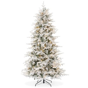 Casafield Pre-Lit Slim Aspen Fir Artificial Christmas Tree with White & Multicolored LED Lights, Sturdy Stand - 1 of 4