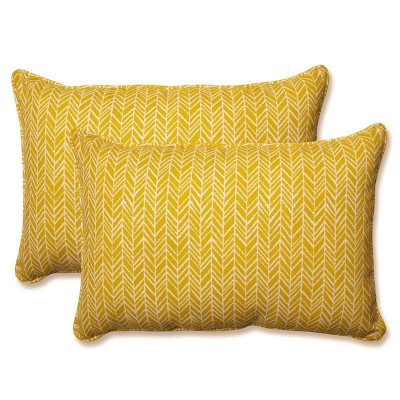 Outdoor/Indoor Herringbone Over-Sized Rectangular Throw Pillow Set of 2 - Pillow Perfect