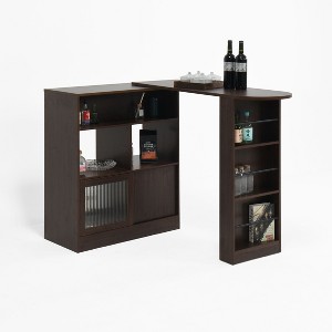 Lirago,31.49"D * 15.74"W * 39.37"H,Walnut Modern Bar Cabinet with Glass Doors, Multi-Functional Storage for Dining/Living Room - 1 of 4