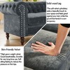 80" Classic Chesterfield Velvet Upholstered L-Shaped Sectional Sofa with Deep Button Tufting, Rolled Arms, 3 Pillows & Solid Wood Gourd Legs - 4 of 4