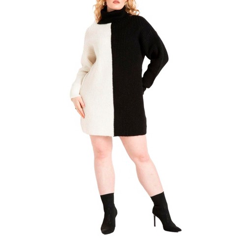 Eloquii Women's Plus Size Turtle Neck Tunic Sweater Dress, 14/16