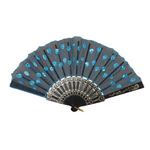 Unique Bargains Sequins Folding Fan 1 Pc - 1 of 4
