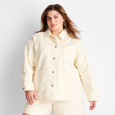 Women's Denim Shacket - Future Collective Cream 3X