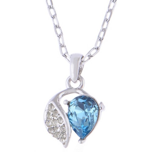 Alilang Crystal Light Sapphire Abstract Sprout Pendant Necklace ...