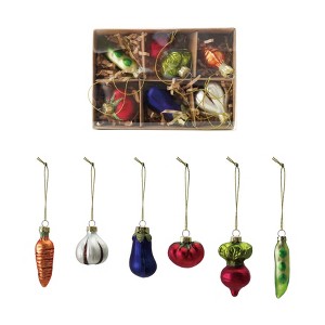 Storied Home 6-Piece Glass Vegetable Ornaments with Glitter, Multicolor - 1 of 1