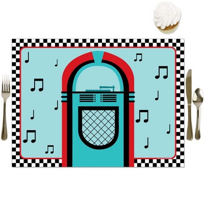 Big Dot of Happiness 50's Sock Hop - Party Table Decorations - 1950s Rock N Roll Party Placemats - Set of 16