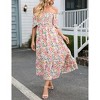 Clearlove Women's 2025 Spring Summer Boho Midi Dress Flutter Sleeve Square Neck Flowy Smocked Tiered Party Ruffle Dress - 4 of 4