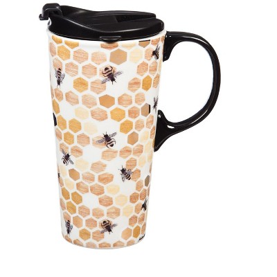 Evergreen Ceramic Travel Cup with Box, Desert Cacti Floral- 17 Oz Travel  Cup with Leakproof Lid