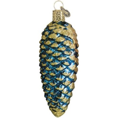 Old World Christmas Glass Blown Ornament, Shimmering Pine Cone Blue