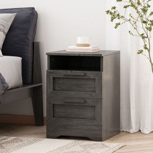 NicBex 2 Drawer Nightstand,Faux Wood Bedside Table with Open Shelf for Bedroom,Living Room - 1 of 4