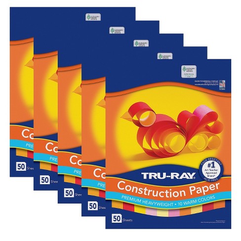 Pacon Tru-Ray Construction Paper - 9 x 12, Assorted Hot Colors, 50 Sheets