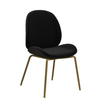 Astor Upholstered Dining Chair Velvet with Brass Metal Leg Black - Cosmoliving By Cosmopolitan