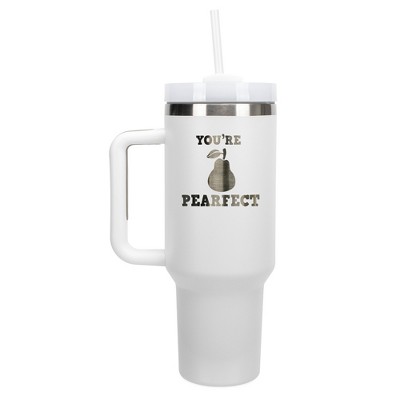 100 North You're Pearfect Pear Fruit Perfect 40 oz. Stainless Steel, Large Water Bottle Coffee Mug, Spill & Leak Resistant, Thermal Travel Tumbler