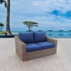 Courtyard Casual Tivoli Loveseat in Teak  Full round wicker Alum Frame 207/ Polyester 450gram - 2 of 4