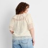 Women's Short Sleeve V-Neck Lace Blouse - Future Collective Cream - 2 of 3