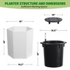 16 Inch Tall Planters Set of 2, Hexagonal Self Watering Pots with Water Level Monitor, Bottom Wheels and Drainage Hole - 2 of 4