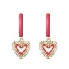 Guili Kids? Enchanted Halo Heart Hoop Earrings in 14k Gold Plating with Magenta-Red Enamel & Cubic Zirconia, Perfect for Little Trendsetters - 3 of 3