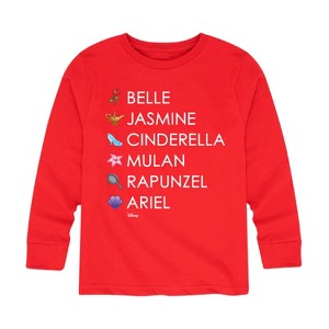 Boys' - Disney - Princess List Icons Long Sleeve Graphic T-Shirt - 1 of 4