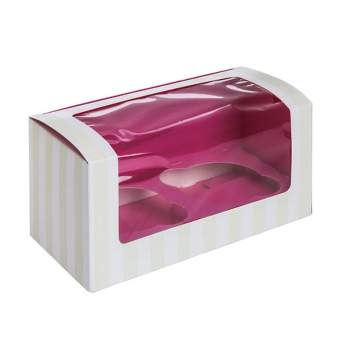 PacknWood 209BCKF2 Cupcake Boxes with Pink Window - Colored Box Cup Cake Carrier (6.8" x 3.3" x 3.3") (Case of 100)