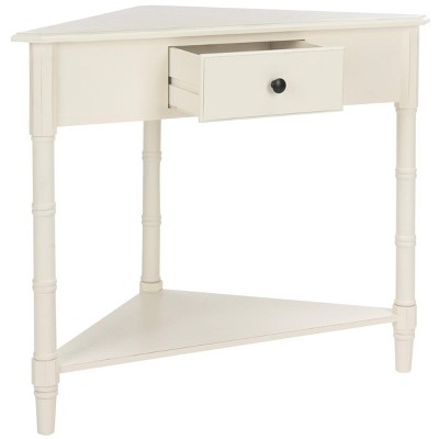 White Triangular Wood Corner Desk with Storage