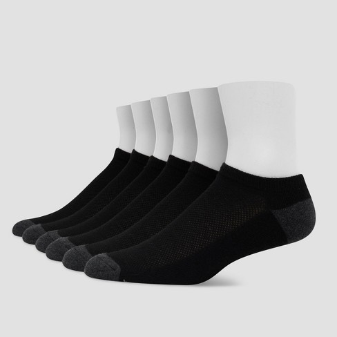 Men's Breathable No Show Socks Black, 6 Pack, Size 6-12