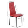 FurnitureR Dining Chairs PU Leather Set of 4, Ergonomic High Back Upholstered Padded Chair Armless for Home Kitchen Dining Room, Space-Saving, Red - 2 of 4