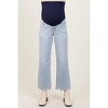 Pinkblush Light Blue Distressed Hem Slim Wide Leg Maternity Jeans - 3 of 4