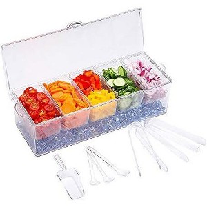 Aoibox Condiment Server Tray with Lid, Ice Party Serving Bar, Chilled Caddy, Garnish Holder, Salad Platter, Compartment Tray for Buffet & Entertaining - 1 of 4