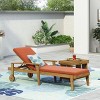 Outdoor Acacia Wood Patio Chaise Lounge Chair,Slat Armless Lounge Chair With Adjustable Seating And Cushions For Poolside Lawn-Coolbibila - 3 of 4