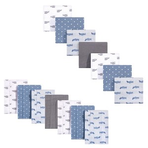 Hudson Baby Infant Boy Cotton Flannel Burp Cloths and Receiving Blankets, 14-Piece, Airplanes Helicopters, One Size - 1 of 1