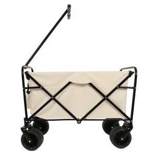 RISOKEYS Collapsible Wagon Cart,with 360° Rotating Rear Wheels & All-Terrain Tires, 300LB Capacity for Camping,Beach,Outdoor,Beige - 1 of 4