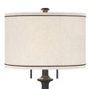 Franklin Iron Works Diego Traditional 65" Tall Standing Floor Lamp Turned Column Pull Chain Black Metal Living Room Bedroom Reading Drum Beige Shade - 3 of 4