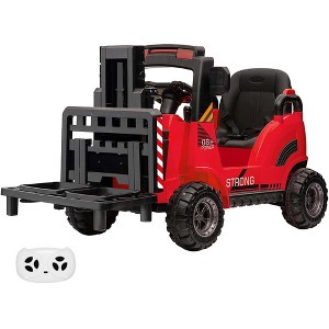 Remote-Control 12V Forklift Ride-On Truck w/ Lifting Fork & Pallet - Electric Construction Car for Toddlers/Kids - 1 of 4