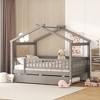 PAGED Twin Size House Shaped Bed Simple Modern Wooden Bed Frame with Headboard and Twin Size Trundle for Bedroom - 2 of 4