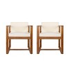 Coolbibila Modern Outdoor Fabric Upholstered Dining Chairs Set of 2,Outdoor Patio Solid Acacia Wood Dining Room Chair,Kitchen Chair - 3 of 4
