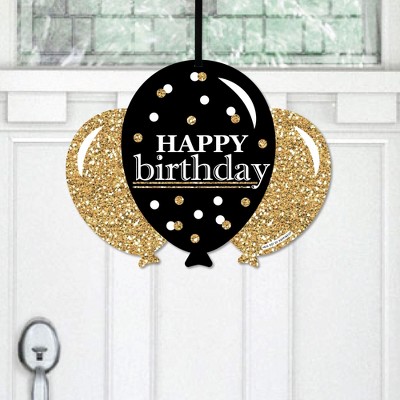 Big Dot of Happiness Adult Happy Birthday - Gold - Hanging Porch Birthday Party Outdoor Decorations - Front Door Decor - 1 Piece Sign