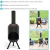 Sunnydaze Outdoor Backyard Patio Modern Steel Wood-Burning Fire Pit Chiminea with Wood Grate - 5' - Black - 4 of 4