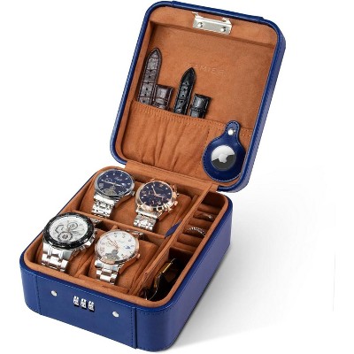 Watch Case with Combination Lock - 4 Watch Storage and Jewelry Organizer - for Ring and Watch Storage