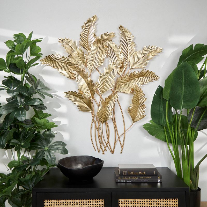 44&#34;x39&#34; Metal Leaf Layered Wall Decor Gold - Olivia &#38; May, 2 of 5