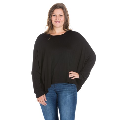 Oversized Long Sleeve Plus Size Dolman Top-black-3x : Target