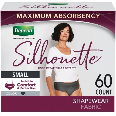 Depend Silhouette Incontinence Fragrance Free Underwear for Women with Maximum Absorbency - S - Black