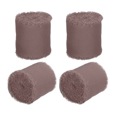 Unique Bargains DIY Crafts Party Gift Wrapping Fringe Chiffon Silk Ribbon 4 Rolls
