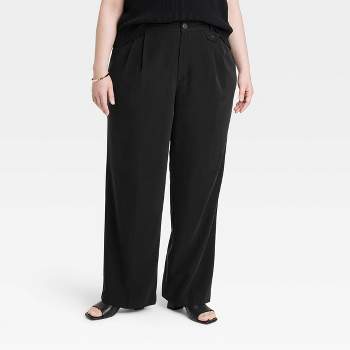 Women's High-Rise Relaxed Fit Baggy Wide Leg Trousers - A New Day™