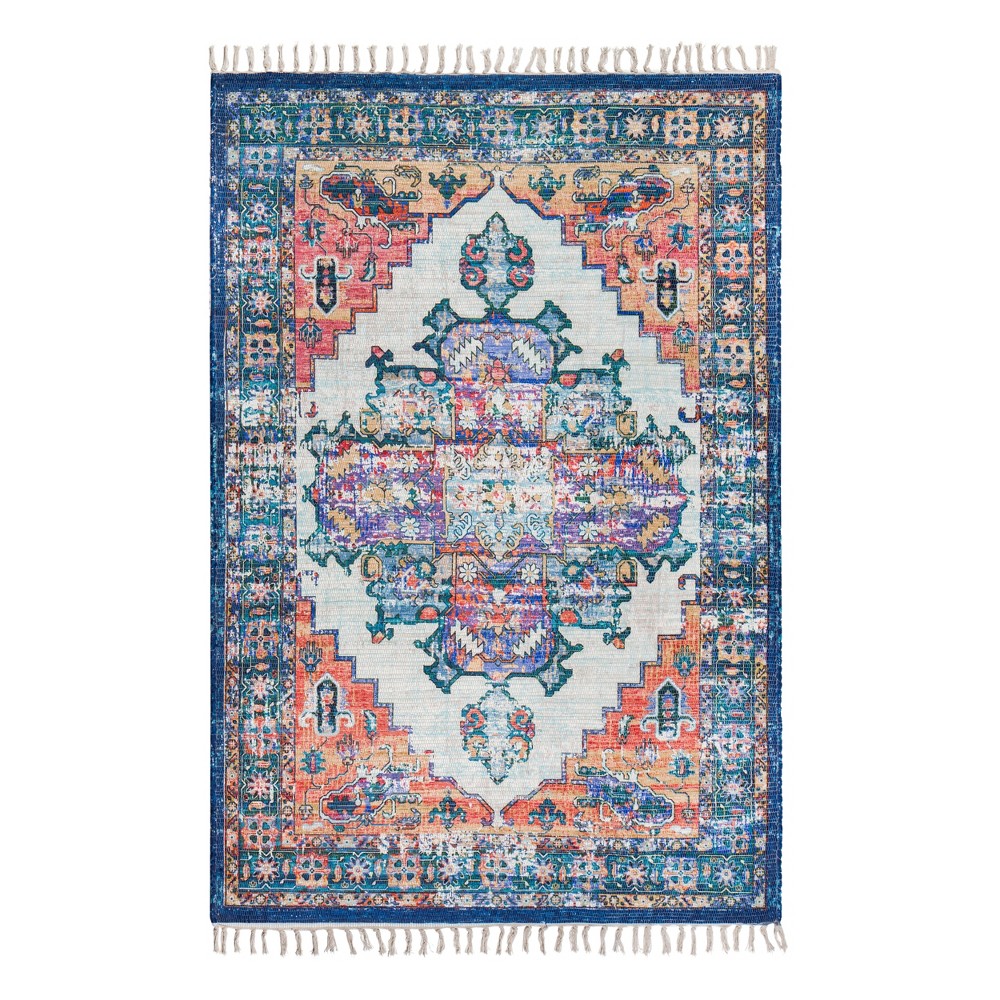 4'x6' Woven Medallion Accent Rug Blue - Anji Mountain