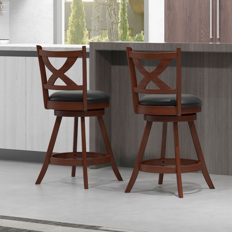 Tangkula Swivel Bar Stools Set of 4  24 Inch Counter Height Bar Chairs w/ High Backrest, 4 of 10