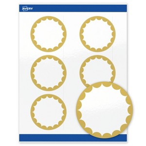 Avery Printable Round Labels, Gold Edge Dots, 3" Diameter, Glossy White Round Labels, Permanent, Laser/Inkjet, 60ct, Great for Product Labels - 1 of 4