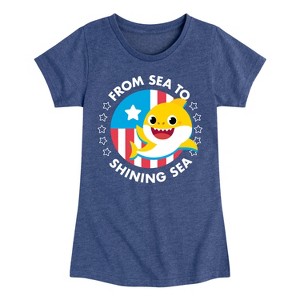 Girls' - Baby Shark - From Sea to Shining Sea Fitted Short Sleeve Graphic T-Shirt - 1 of 4
