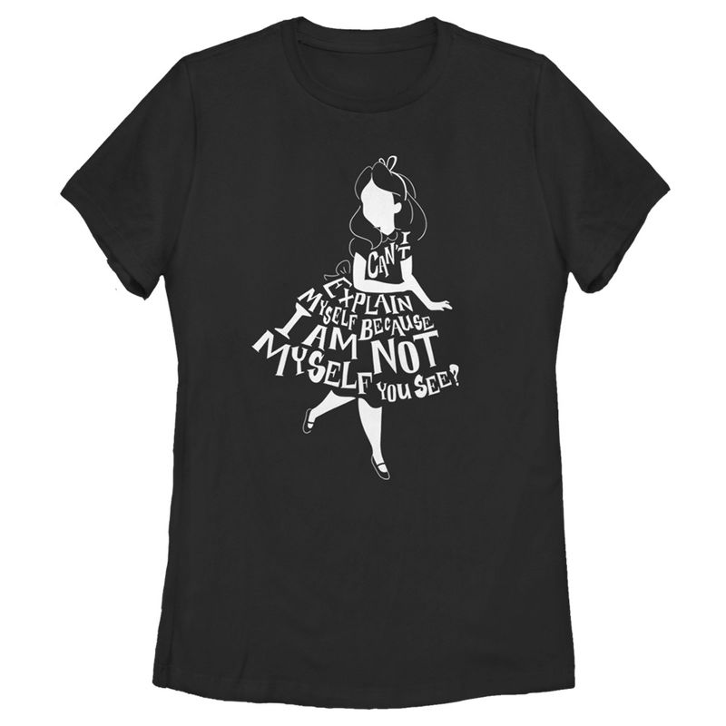 Women's Alice in Wonderland I Am Not Myself Silhouette T-Shirt, 1 of 5